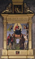 Madonna und Heilige, Altarbild, spätes 15. Jahrhundert